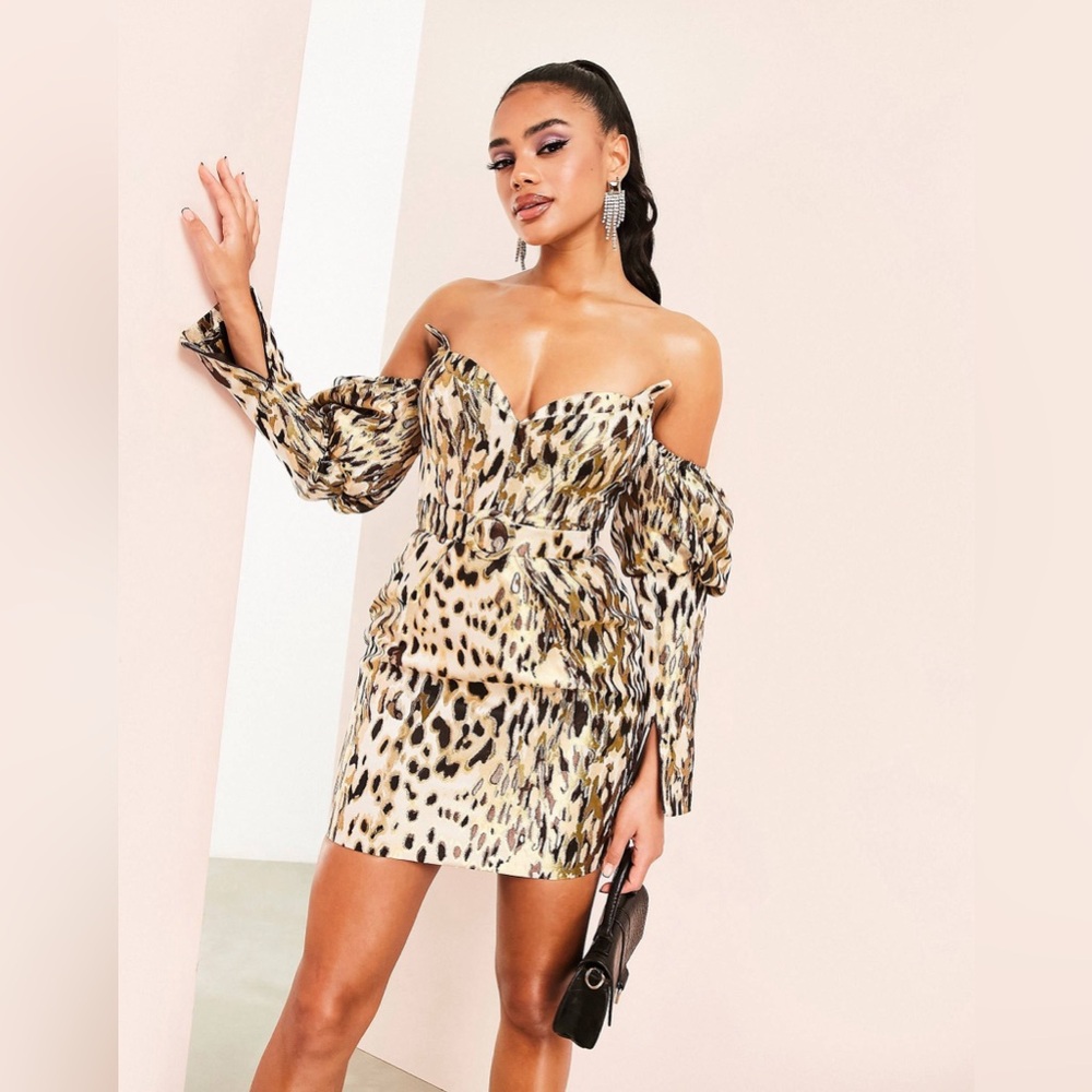 ASOS LUXE Animal Print Jacquard Dress
